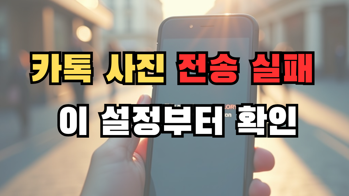 카카오톡에서 사진 전송이 실패했을 때 권한과 네트워크 설정을 확인하는 스마트폰 화면 이미지