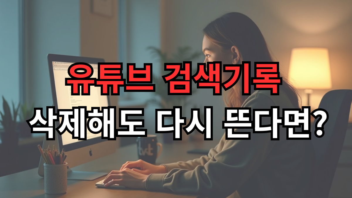 유튜브 검색창에 남은 검색기록을 삭제하고 기록 관리 설정을 확인하는 스마트폰 화면 이미지